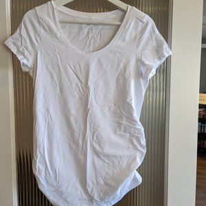 Basic White Scoop-Neck Maternity Tee